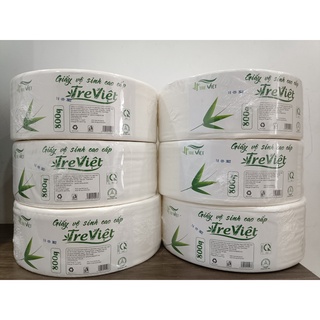 Combo 6 Cuộn Giấy Vệ Sinh Cuộn Lớn Tre Việt 800g Cao Cấp Mềm Dai 2 Lớp Cuộn To Công Nghiệp Giá Tận Xưởng