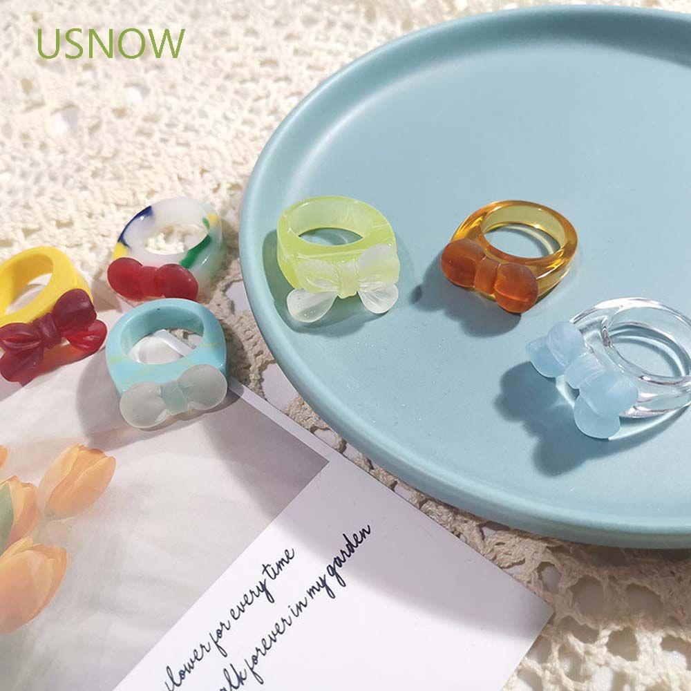 Nhẫn đeo tay bằng nhựa resin trong suốt họa tiết sọc caro phong cách Hàn Quốc cổ điển cho nữ