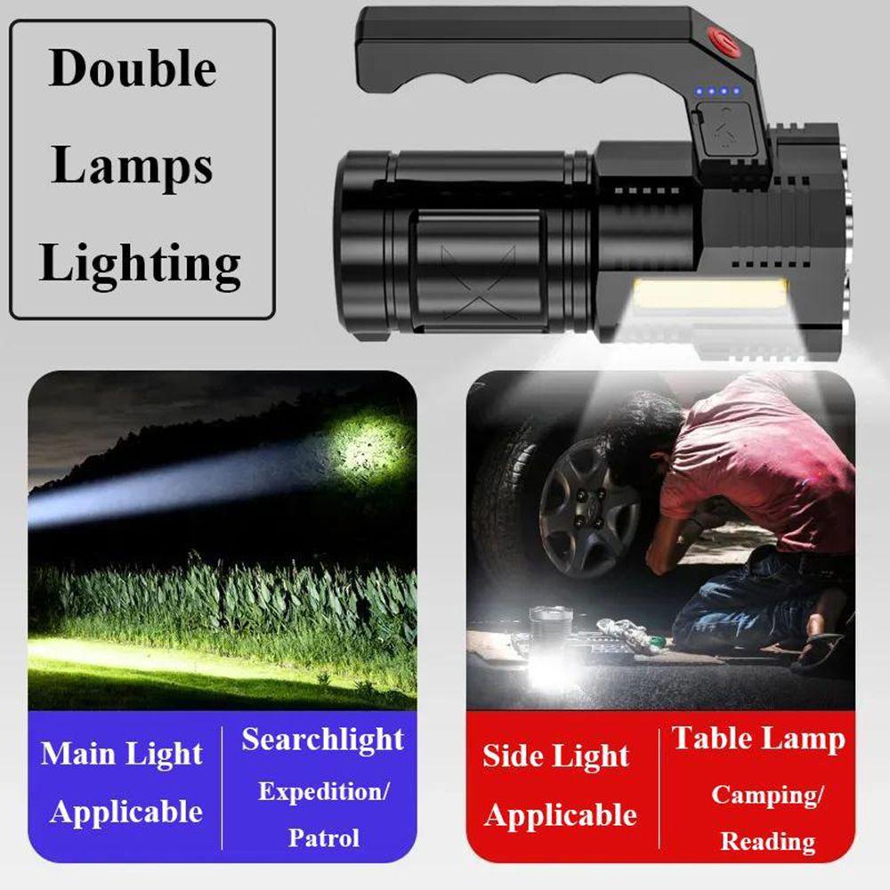 WTTLE Đèn Pin LED Siêu Sáng Đa Năng Siêu Sáng Có Thể Sạc Lại Bằng Cổng USB