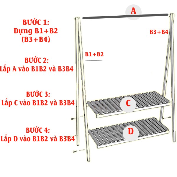 Kệ treo quần áo chữ A gỗ thông - Giá treo quần áo chữ A sang trọng, trẻ trung, thiết kệ phong cách hàn quốc