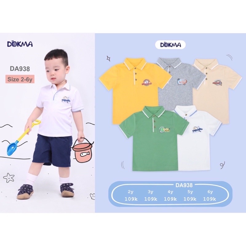 Áo polo cổ đức cộc tay cotton Dokma (2-6T) DA938
