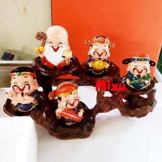 BỘ 05 TƯỢNG THẦN TÀI + ĐẾ NGANG 5 Ô
