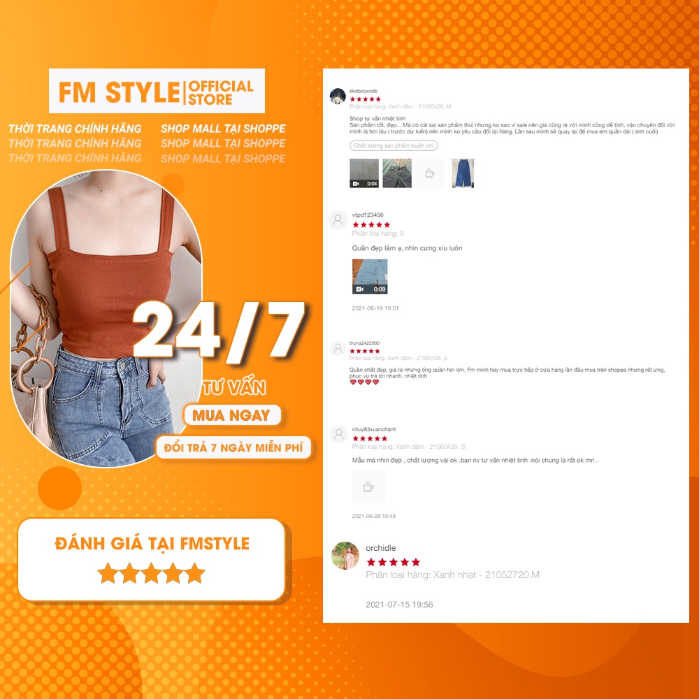 Áo 2 dây croptop FM Style thun nữ 2 dây bản to kiểu ôm vải co giãn thoáng mát quyến rũ dễ phối đồ 211114687