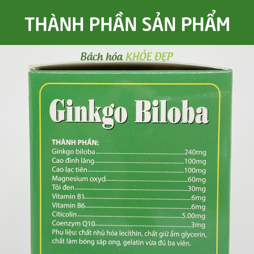 Hoạt huyết dưỡng não Ginkgo Biloba 240mg  ( Xanh - Não ) giảm đau đầu, hoa mắt, chóng mặt, rối loạn tiền đình