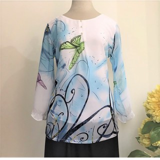 Size L, XL, 2XL (53 - 77Kg) - Áo Voan 2 Lớp - Tay Nhún Bèo - Cổ Xếp Ly Đính Hạt