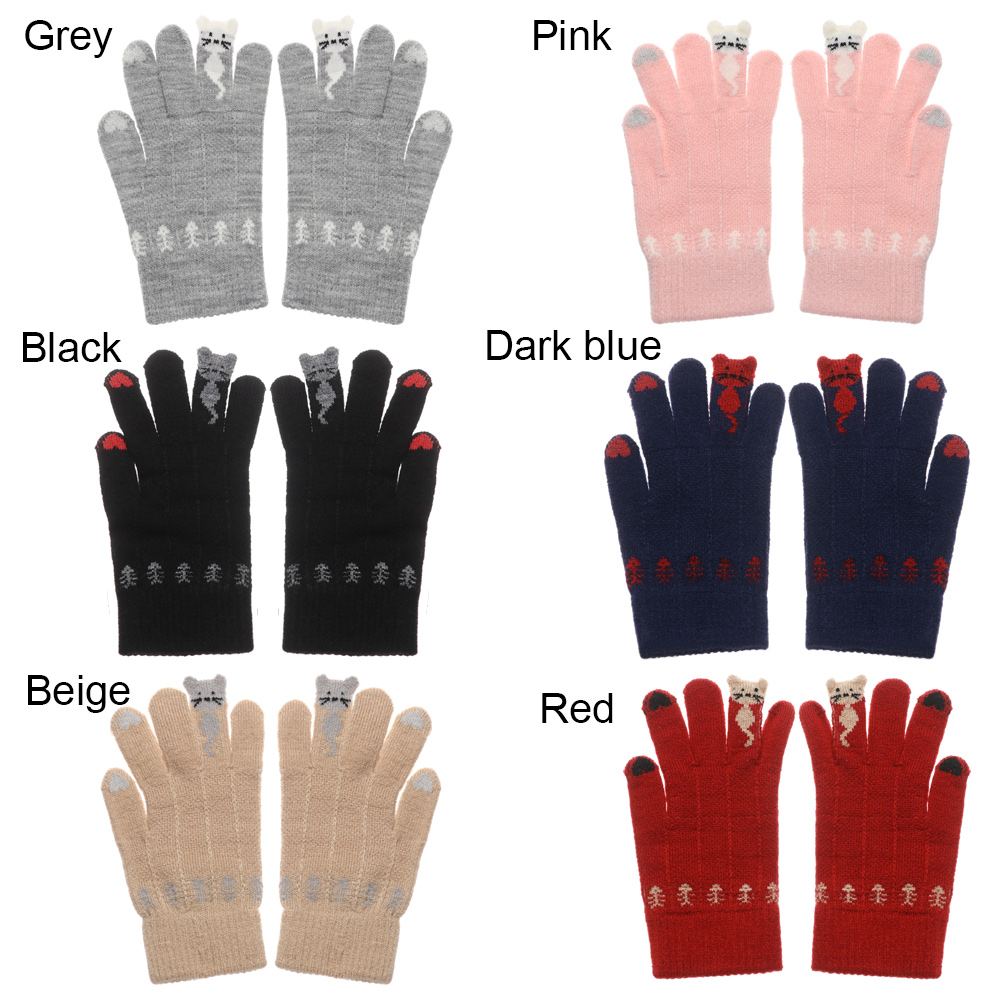 Găng Tay Giữ Ấm Cảm Ứng Hình Mèo Đáng Yêu