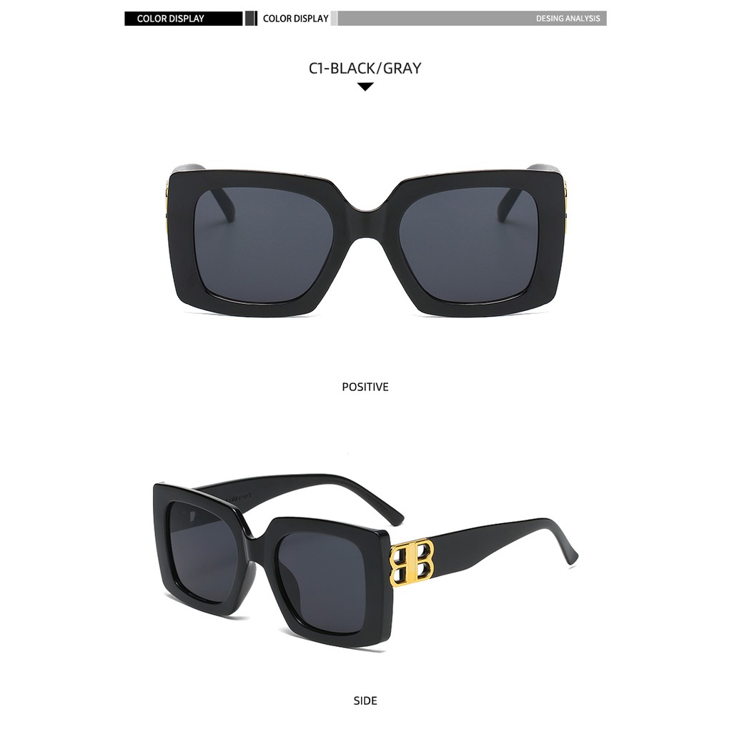 Kính mát gọng vuông lớn phong cách Âu Mỹ thời trang cá tính cho nữ