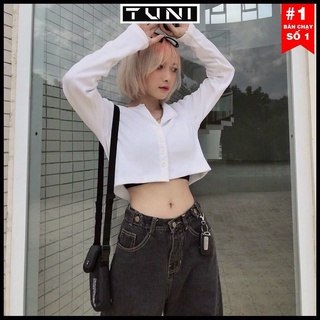 Áo Thun Gân Nút Lửng Tay Dài