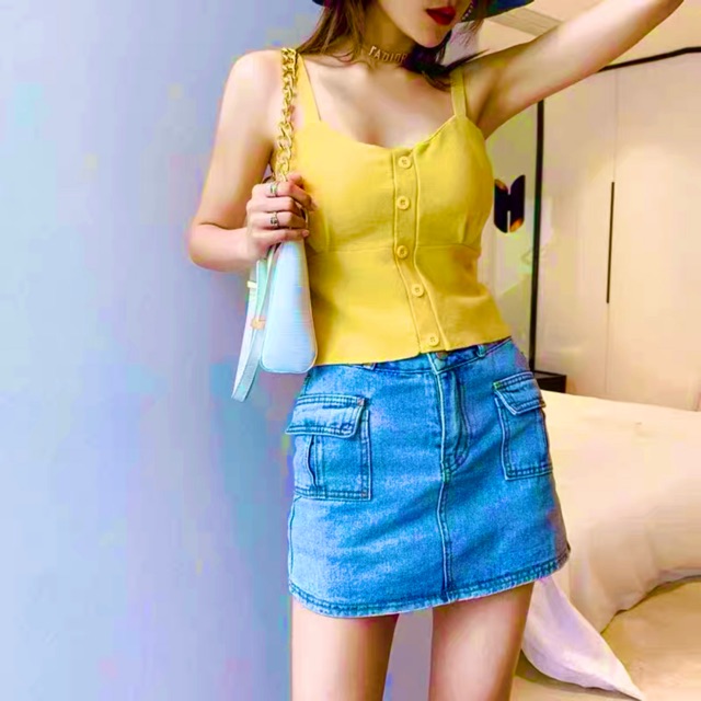 Chân váy bò 2 túi hộp có quần trong | BigBuy360 - bigbuy360.vn