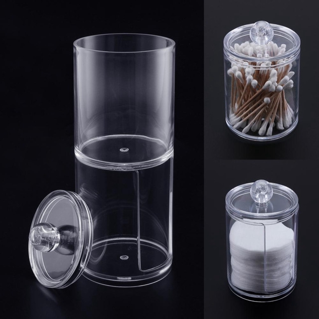 1 Pc Transparent Acrylic Cotton Swabs Stick Organizer/ Multifunctional Cosmetic Display Make Up Pads Storage Box