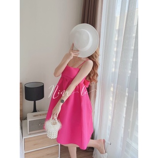 Đầm nữ xòe cột nơ sau dễ thương