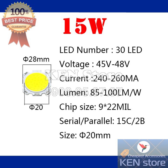 Bóng led 3W 5W 7W 10W 12W 15W đường kính 28mm