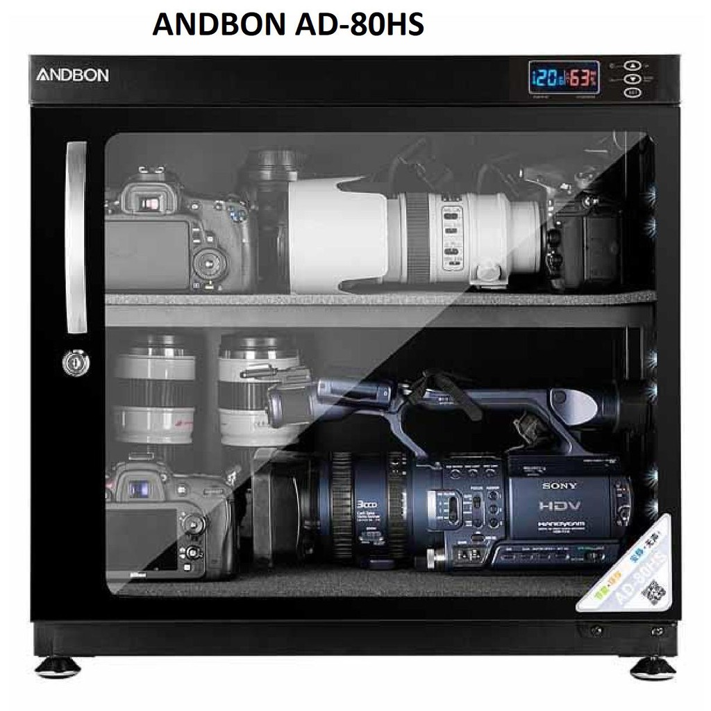 Tủ chống ẩm Andbon AD-80HS (80 Lít) - Công nghệ Japan + Bộ vệ sinh máy ảnh 8 in 1 + Tặng da cừu lau len (Da thật)