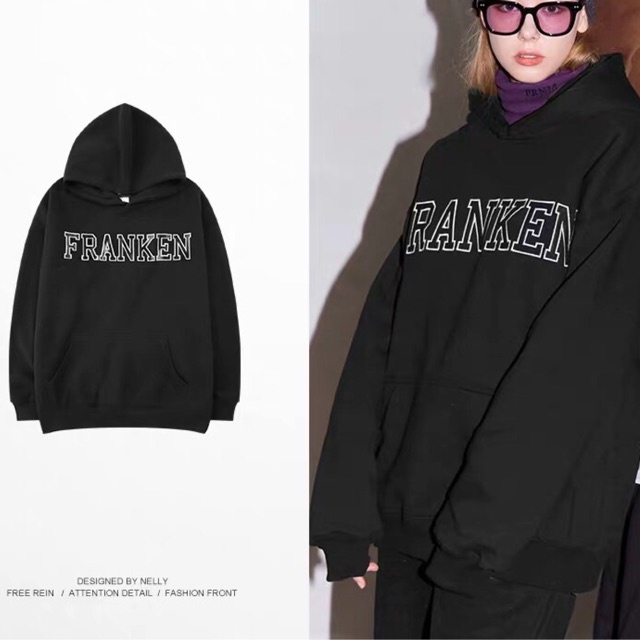 áo hoodie nỉ bông franken màu đen