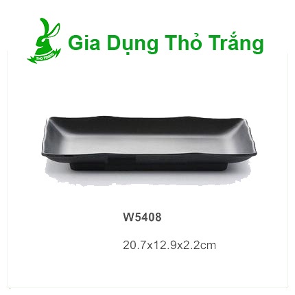 Dĩa hình chữ nhật vành hoa mai màu đen để thịt nướng BBQ 21*13 cm 5408