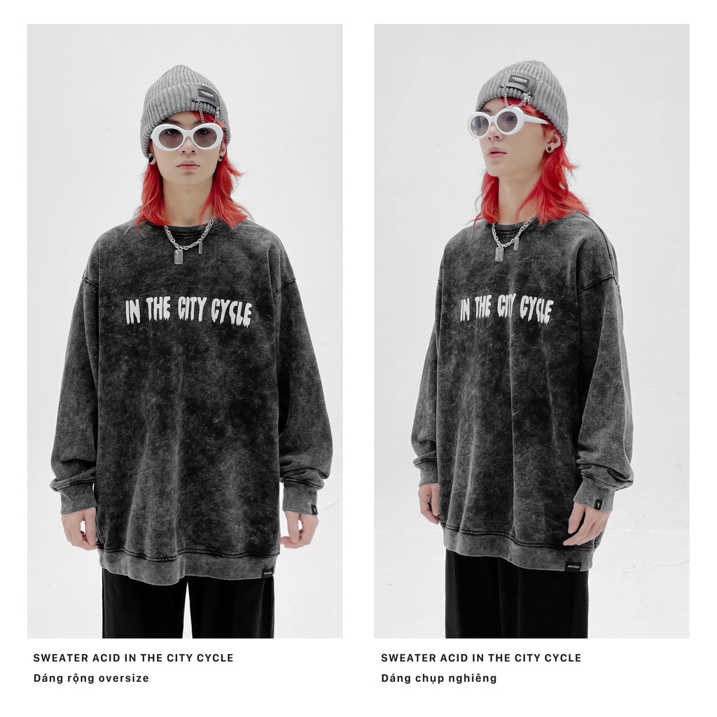 Áo sweater local brand Acid in the City Cycle nỉ cua loang form rộng oversize unisex