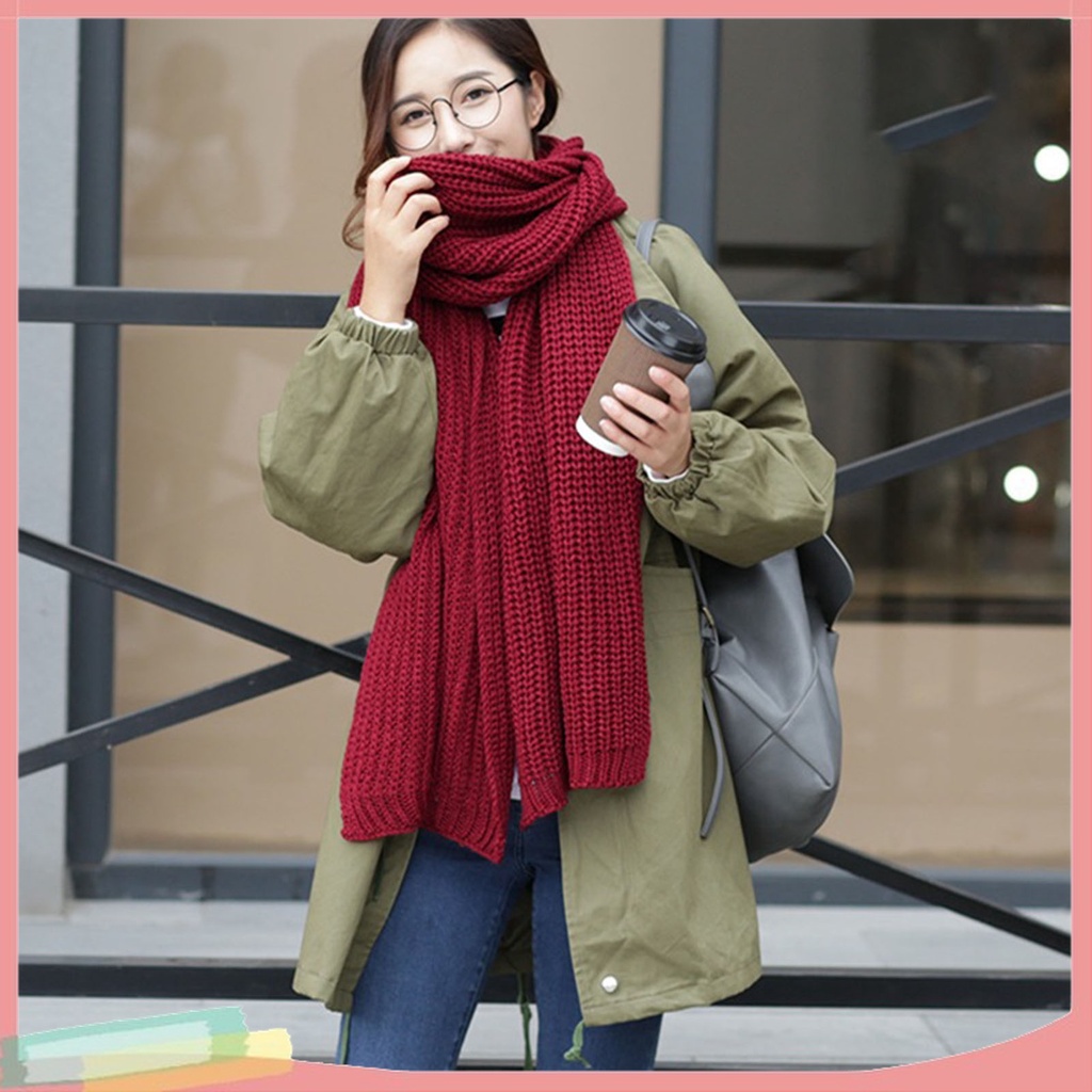 Khăn Choàng Dệt Kim Màu Sắc Đơn Giản Phong Cách Hàn Quốc Cho Nữ