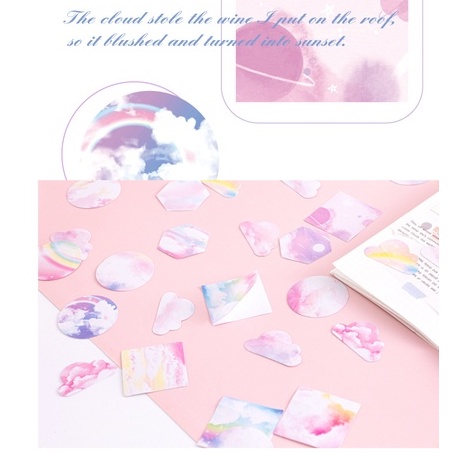 Hộp 46 Sticker Dán Hình Màu Hồng Gradient Box Sticker ST433