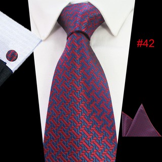 Set Cà Vạt + Khuy Măng Sét + Khuy Măng Sét Hình Vuông Cổ Điển Hợp Thời Trang