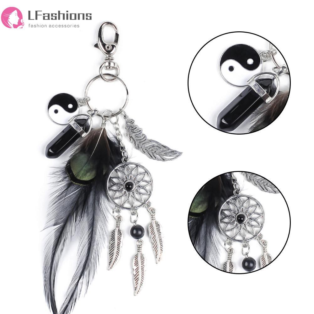 Móc Khóa Hình Dreamcatcher Phối Lông Vũ Thời Trang