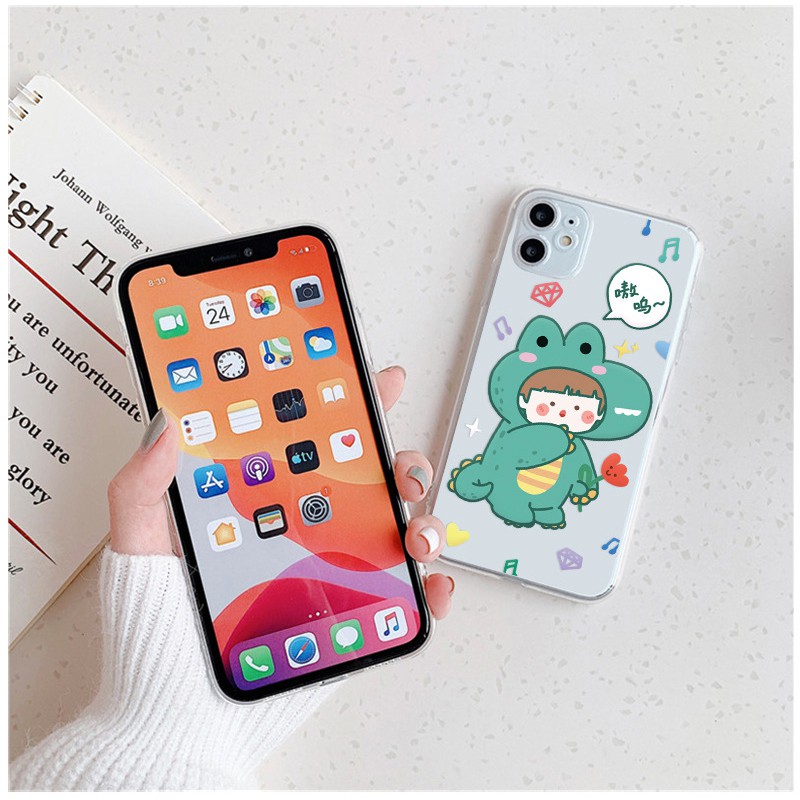 Ốp lưng iphone roro khủng long viền trong chống ố 5/5s/6/6plus/6s/6splus/7/7plus/8/8plus/x/xr/xs/11/12/pro/max/plus