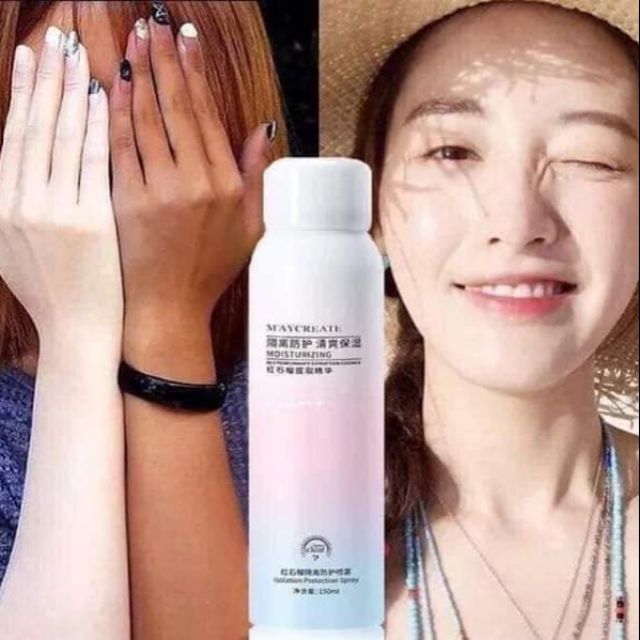 Xịt chống nắng nâng tone trắng da makeup body Maycreate 150ml nội địa Trung M47 beauty