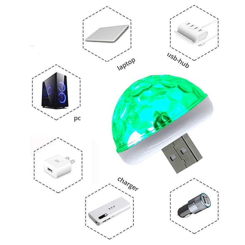 Đèn LED nhiều màu đầu usb trang trí xe hơi độc đáo