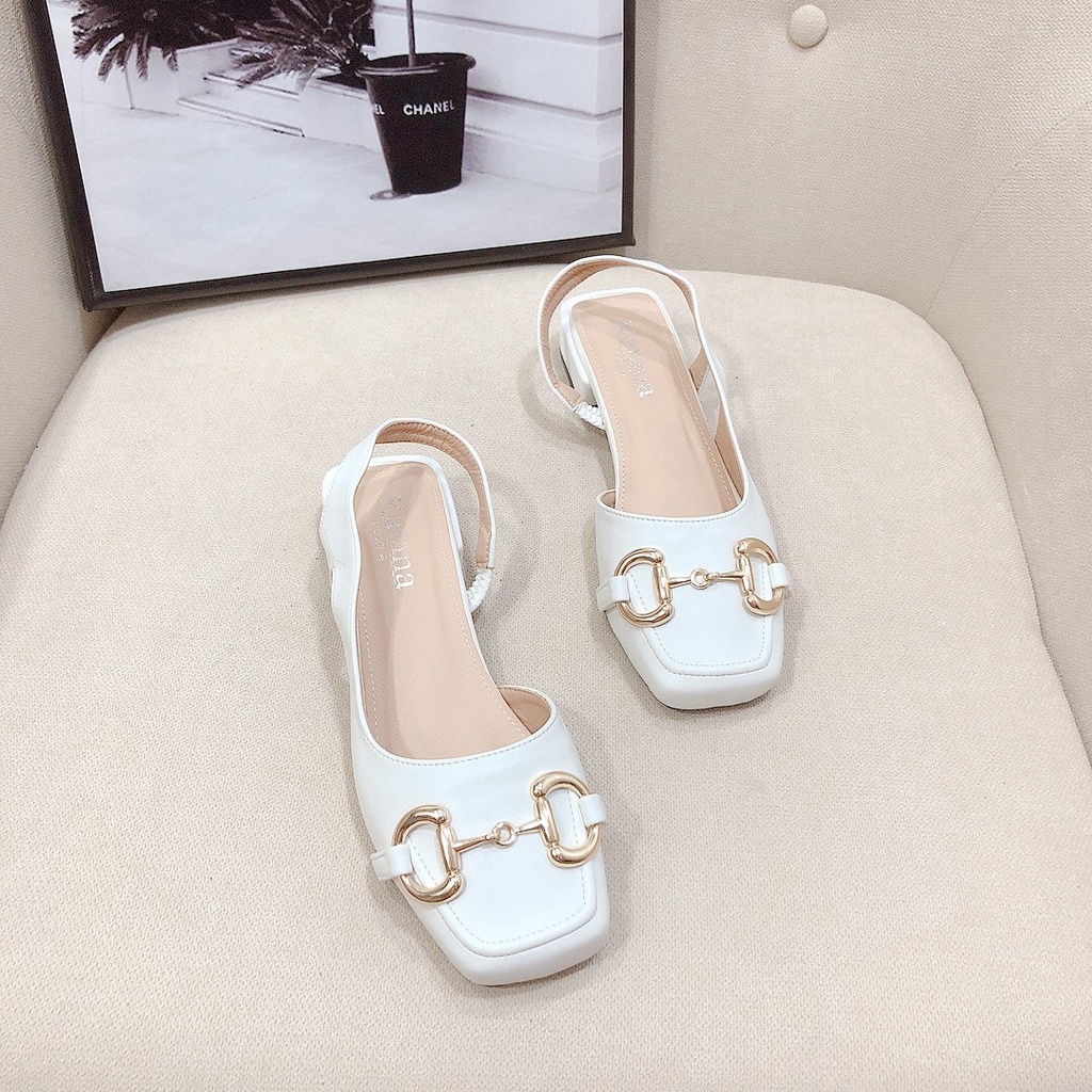 Sandal gót 2p mũi tròn khóa siêu sang chất da mịn đẹp lên chân tôn dáng - Chị Chảnh Store