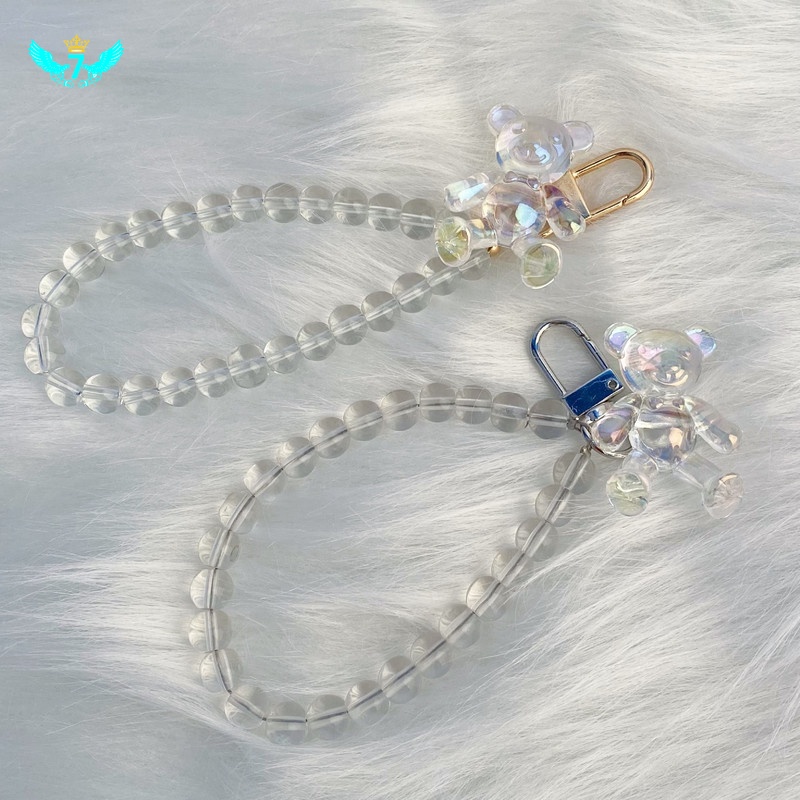 Móc Khóa Hình Gấu Bằng Thủy Tinh Trong Suốt Dễ Thương