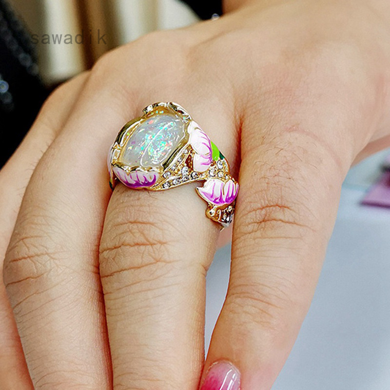 Nhẫn Mạ Vàng 18k Đính Đá Opal