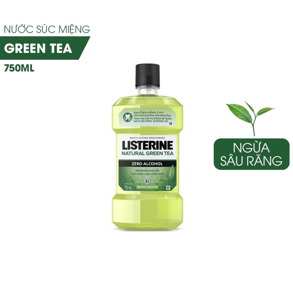 Nước Súc Miệng Ngừa Sâu Răng Listerine Natural Green Tea 750ml