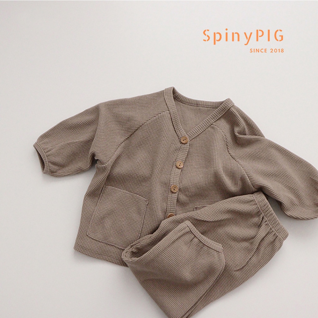 Bộ quần áo cho bé 0-3 tuổi style Hàn Quốc cotton dệt kim sắc trơn cực tây