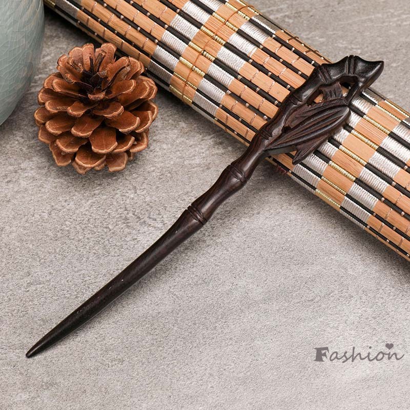 Trâm Cài Tóc Bằng Gỗ Đàn Hương Đen Khắc Thủ Công Phong Cách Trung Hoa Cổ Điển Dành Cho Nữ Mặc Sườn Xám