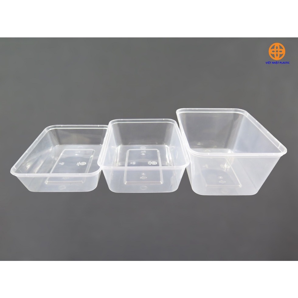 SET 10 hộp chữ nhật nhựa dùng 1 lần ✨ GIÁ SIÊU RẺ ✨ có nắp nhiều size 500ml, 750ml, 1000ml chính hãng Việt Nhật