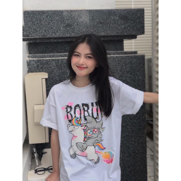 Áo thun BOBUI , tee BOBUI BEBIBO UNICORN màu trắng - hàng real