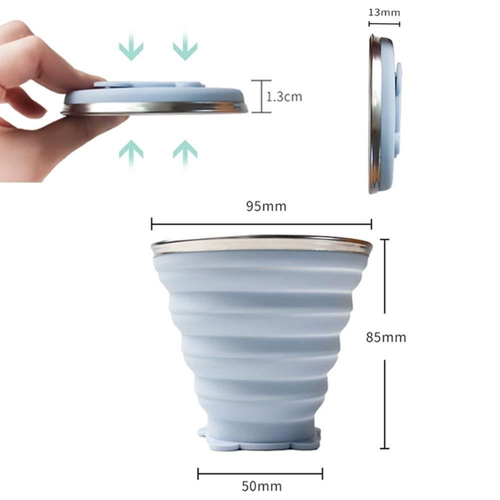 LEISURE Cốc Uống Nước Silicone Bằng Thép Không Gỉ Có Thể Gấp Gọn Kèm Dây Đeo Tiện Dụng