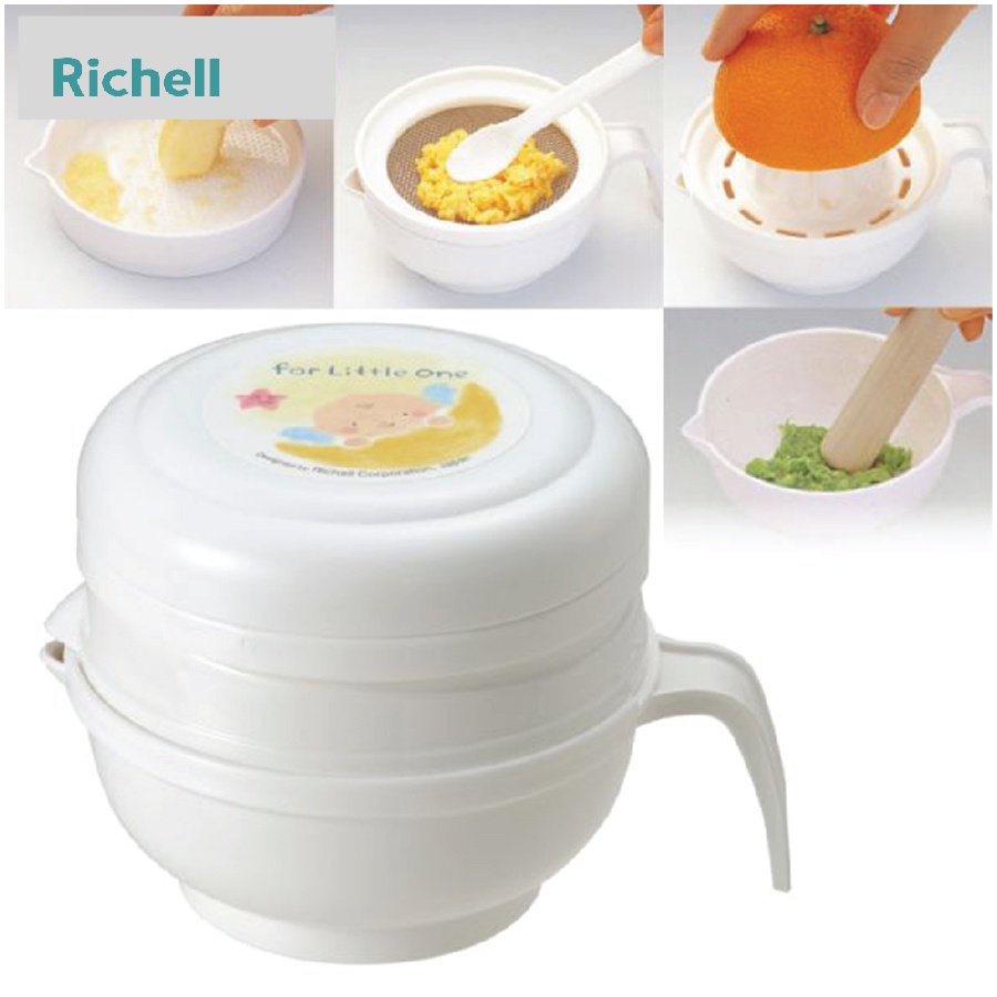 Bộ dụng cụ chế biến ăn dặm kiểu Nhật Richell  chất liệu cao cấp thiết kế nhỏ gọn