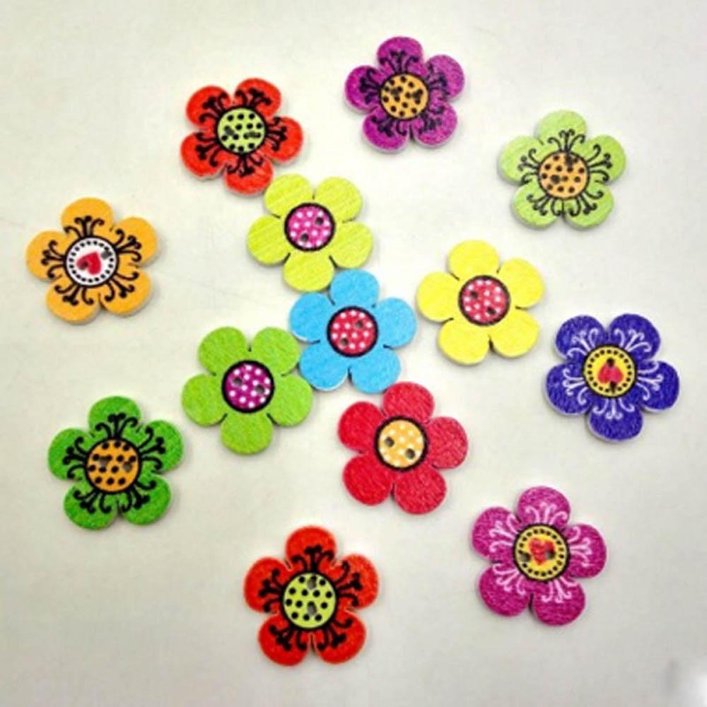BSUNS Set 50 / 100 Nút Gỗ 2 Lỗ Dễ Thương 20Mm