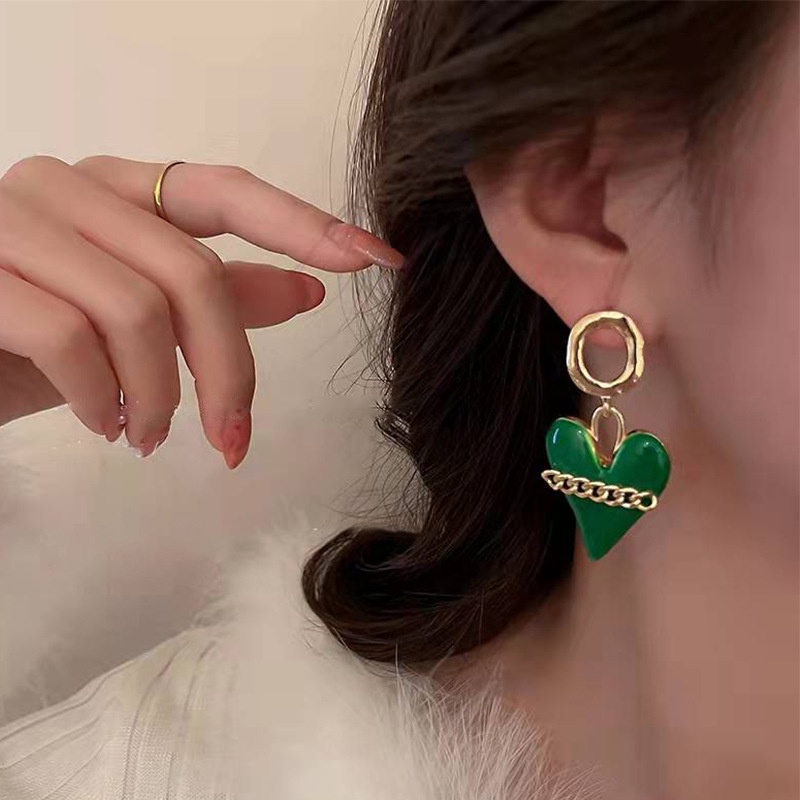 Dây Chuyền Mặt Hình Mặt Cười Màu Xanh Lá Phong Cách Retro Thời Trang