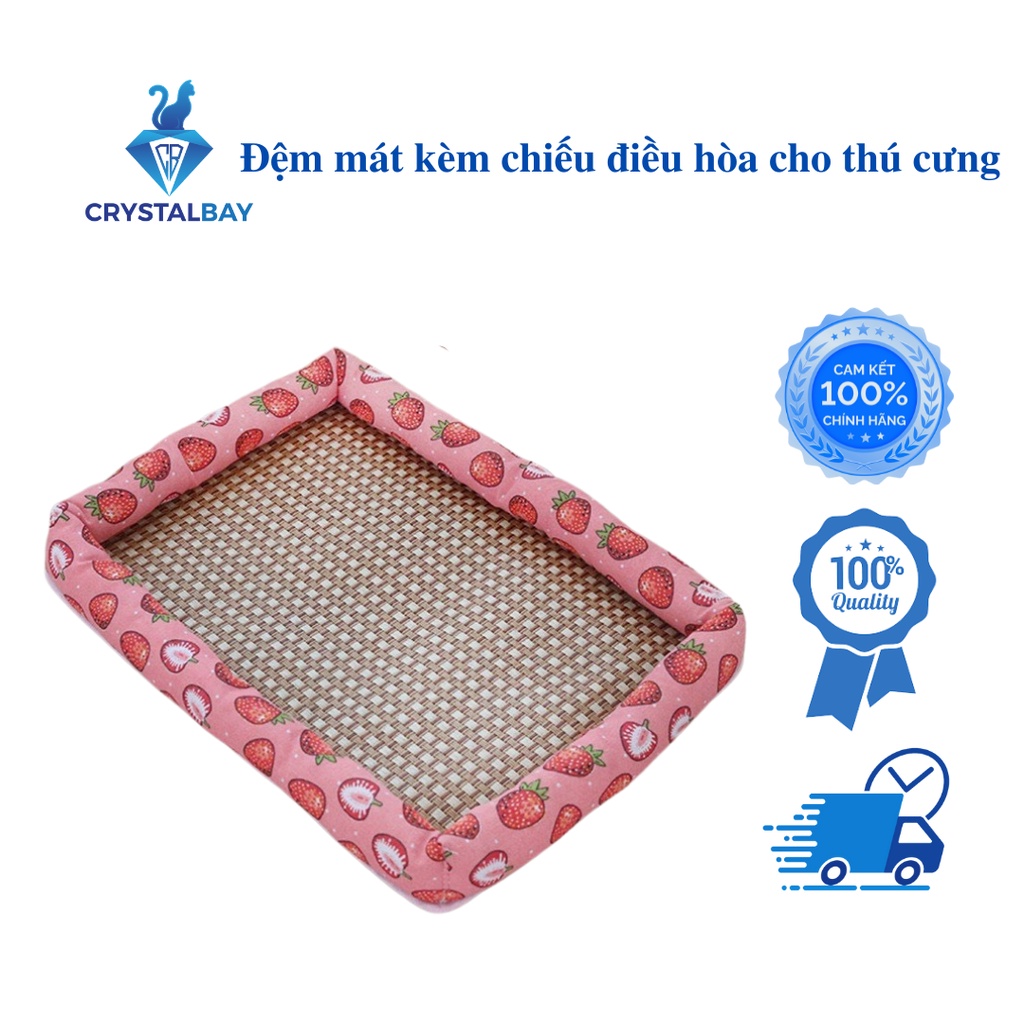 Đệm chiếu cho Chó Mèo - Giường Nệm mùa hè Cho Thú Cưng kèm chiếu điều hoà chống nóng, làm mát, Hoạ Tiết Dễ Thương