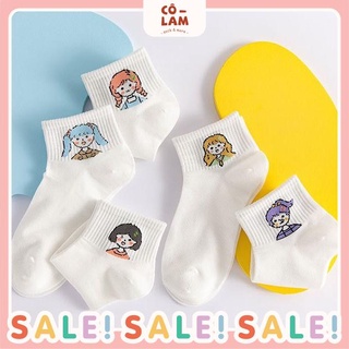 [Tiệm vớ cô Lam] Tất vớ trắng cổ thấp in hình bé gái cute