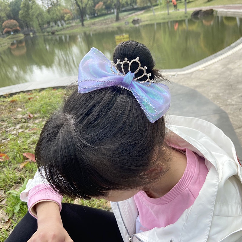 Kẹp Tóc Hình Nơ / Vương Miện 3D Bằng Lưới Phong Cách Vintage Thời Trang Cho Bé Gái