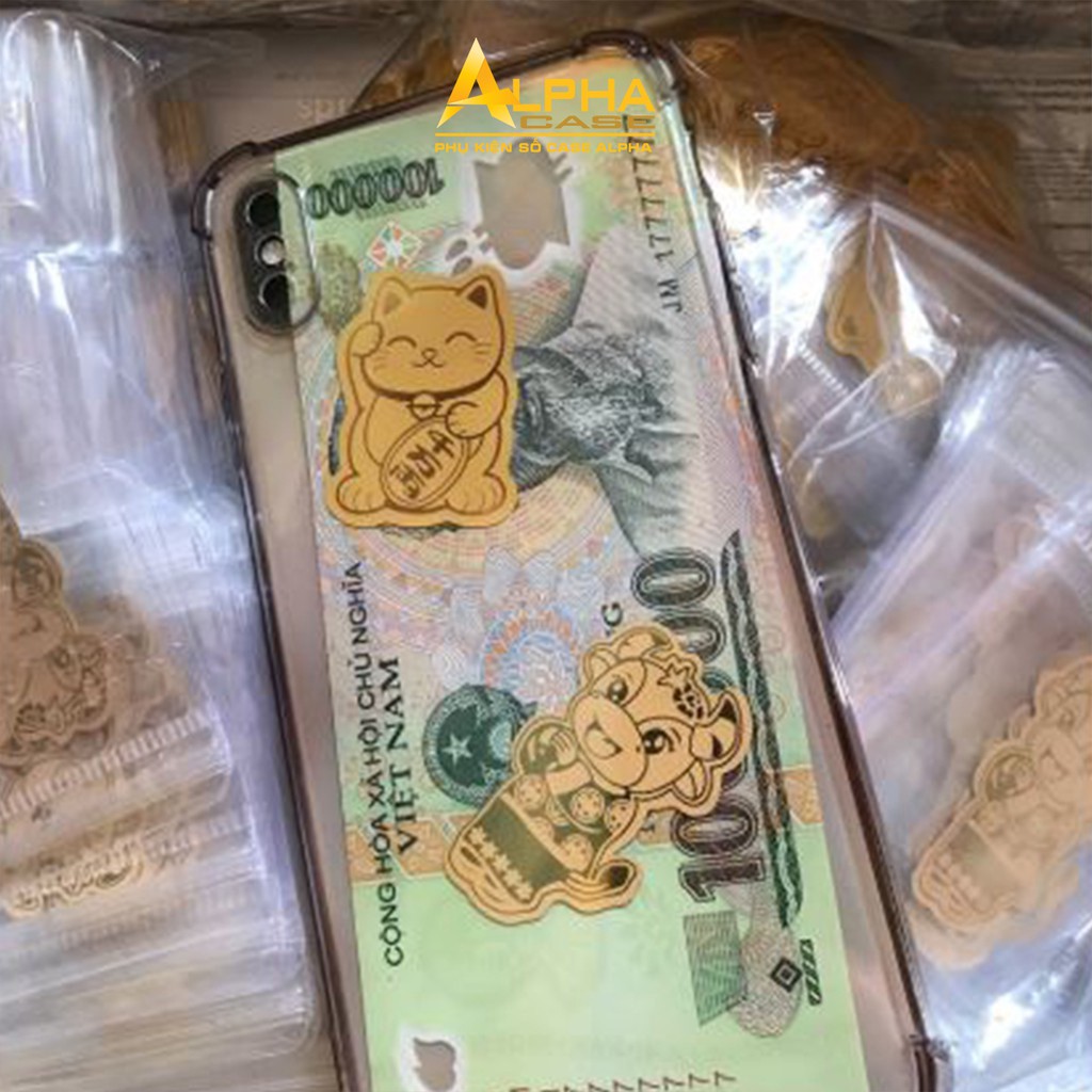 Mèo thần tài, trâu vàng mạ vàng 24k dán điện thoại may mắn chiêu tài lộc vật phẩm phong thủy Casealpha | BigBuy360 - bigbuy360.vn