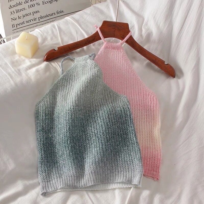 Áo yếm len màu loang pastel 2 màu QC