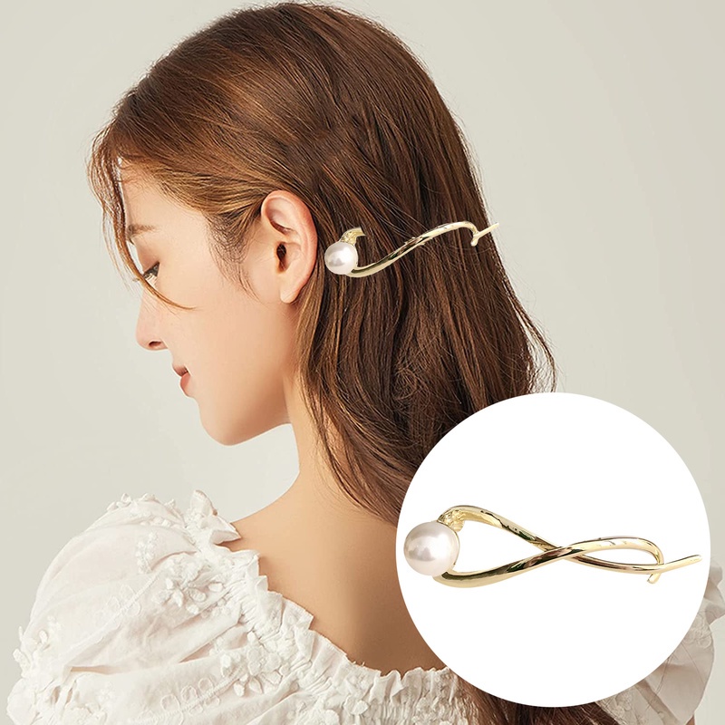 1 Kẹp Tóc Hình Bướm/Ếch Đính Ngọc Trai Đơn Giản Thời Trang Dành Cho Nữ