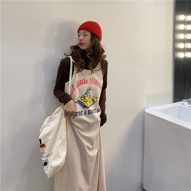 SUXI Váy dài form rộng họa tiết hoạt hình trẻ trung sành điệu cho nữ