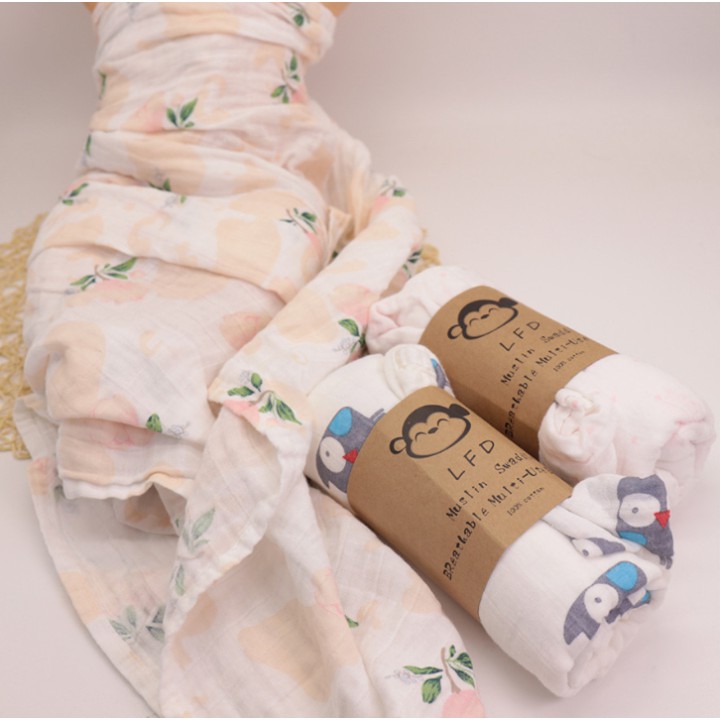 Khăn xô tắm sợi tre Muslin Swaddle - hàng xuất Nhật 100% cotton