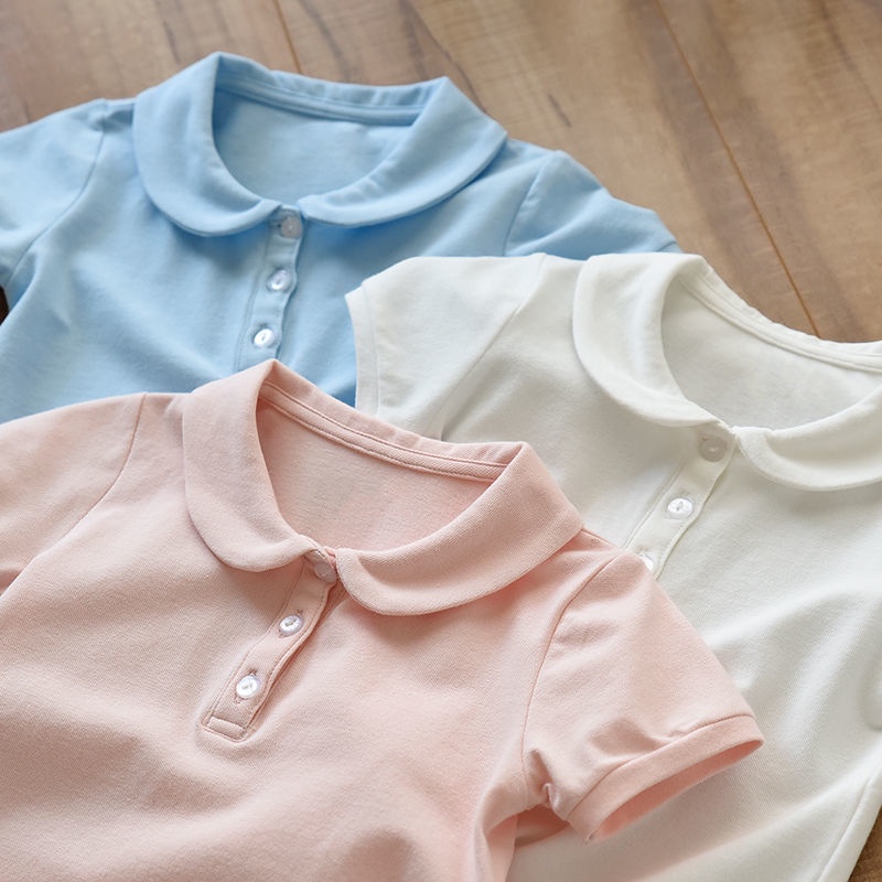 Áo Thun Polo Tay Ngắn Màu Sắc Đơn Giản Chất Liệu Cotton Cao Cấp Thời Trang Mùa Hè Theo Phong Cách Hàn Quốc Cho Bé