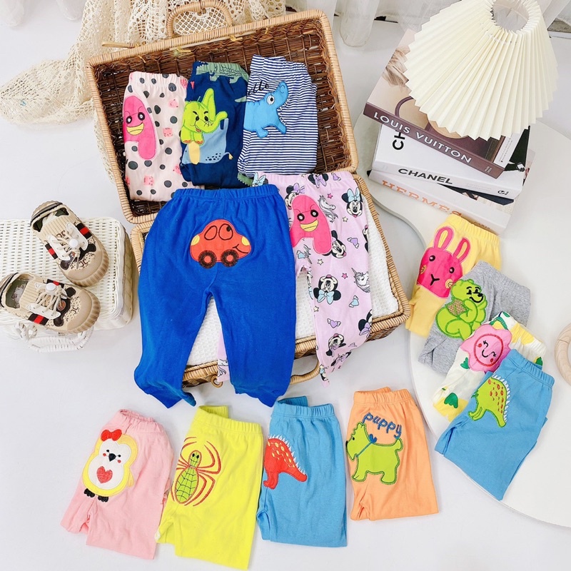 Lố 10 quần dài bozip Mông thêu bé gái (6-16kg)
