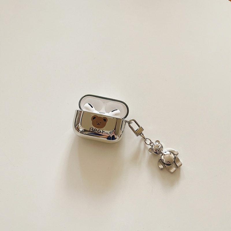 Vỏ bảo vệ hộp sạc tai nghe bằng silicon Bear họa tiết hoạt hình mạ điện cho Apple AirPods Pro AirPods 1 AirPods 2 Airpods 3(2021)